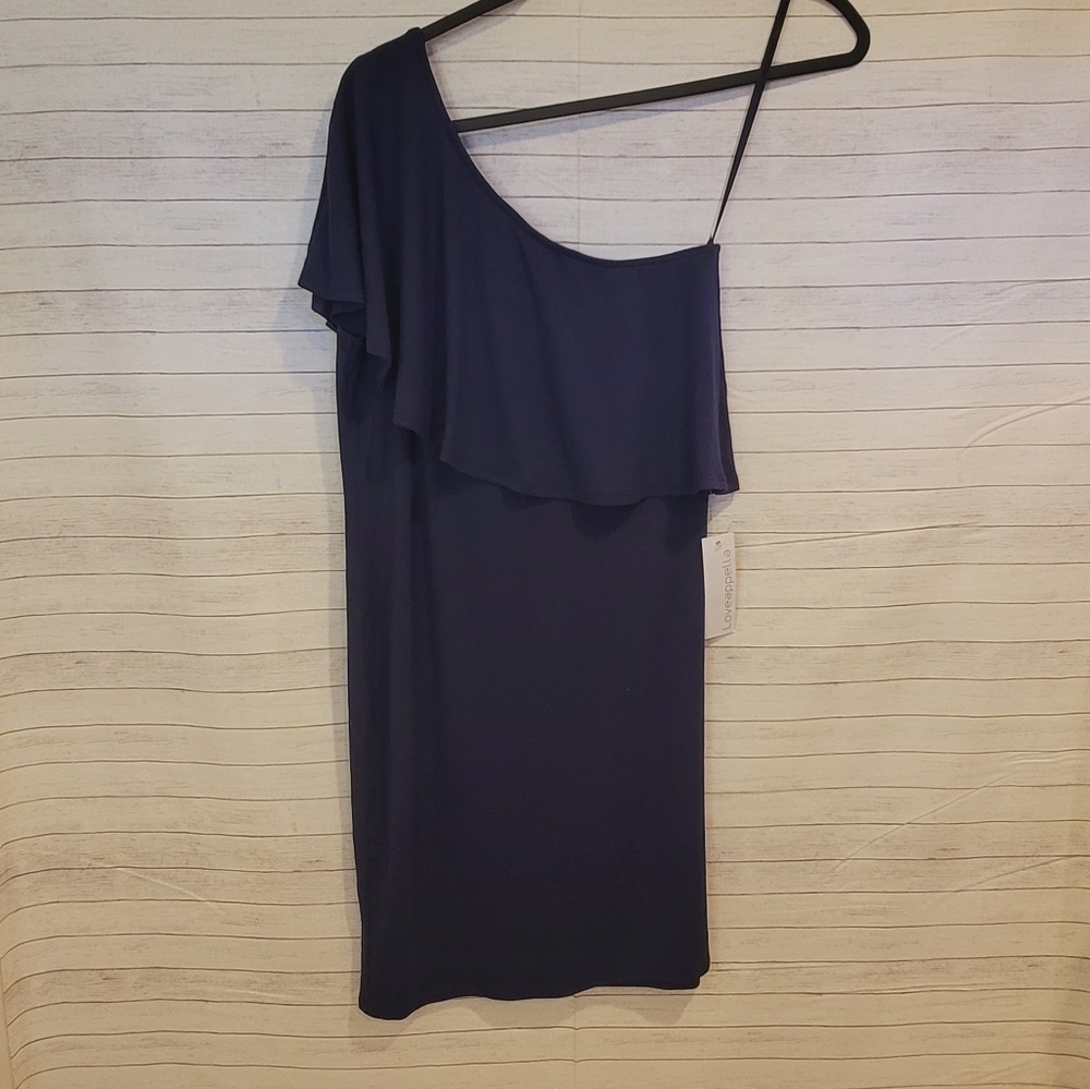 Loveapella Navy ONE Shoulder Dress Size Small